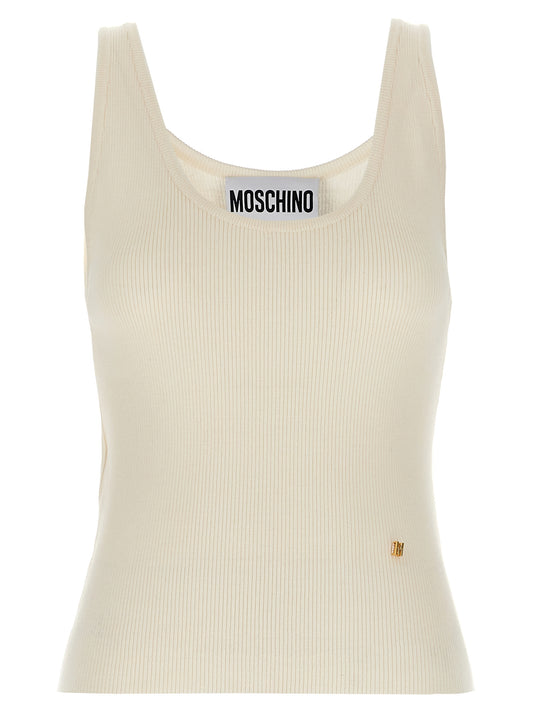 Camiseta sin mangas de Moschino en lana virgen blanca