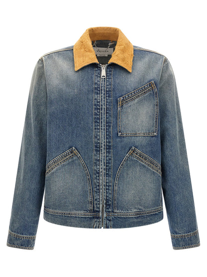 Chaqueta de mezclilla de algodón azul Alexander McQueen