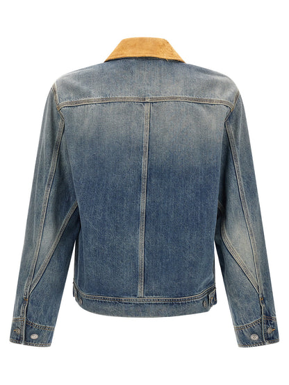 Chaqueta de mezclilla de algodón azul Alexander McQueen
