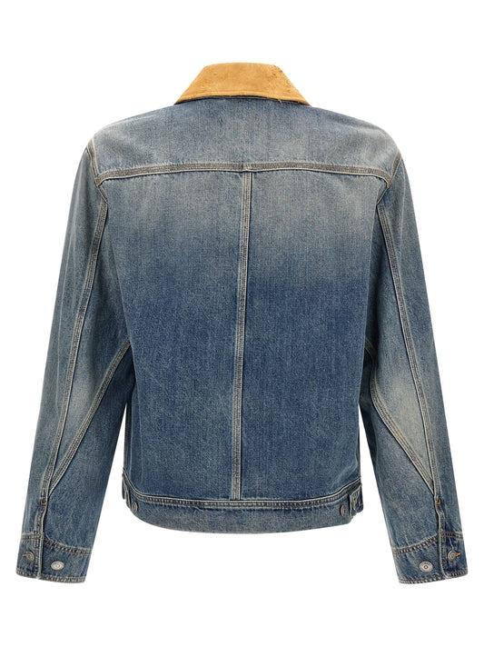 Chaqueta de mezclilla de algodón azul Alexander McQueen