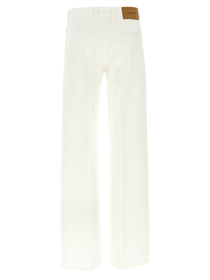 Ferragamo White Straight Leg Cotton Jeans