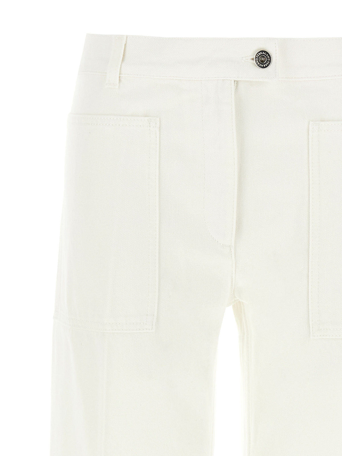 Ferragamo White Straight Leg Cotton Jeans