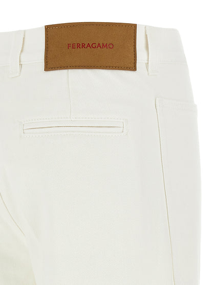 Ferragamo White Straight Leg Cotton Jeans