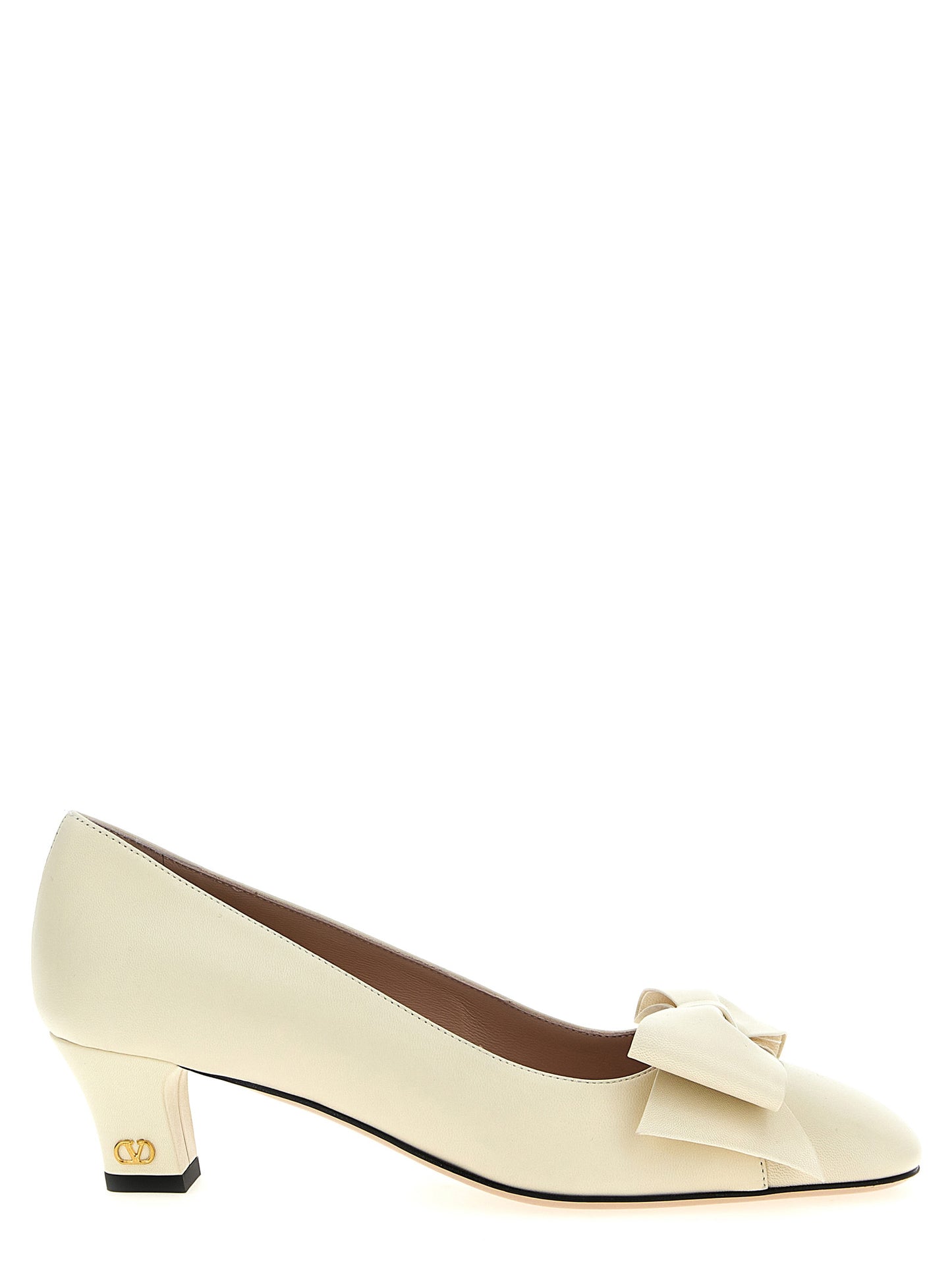 Valentino Garavani White Goatskin Mid-Heel Pumps