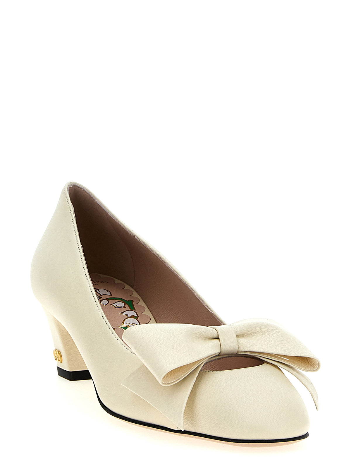 Valentino Garavani White Goatskin Mid-Heel Pumps