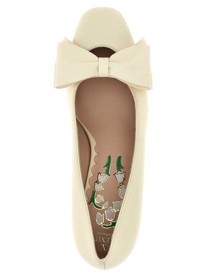 Valentino Garavani White Goatskin Mid-Heel Pumps