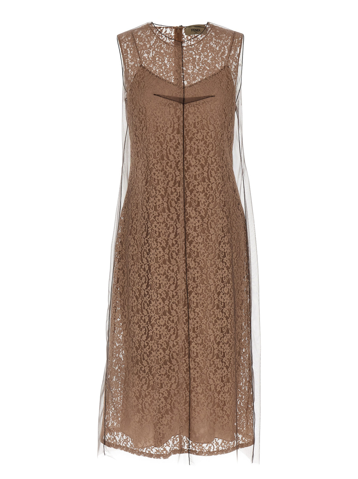 Robe midi Fendi en coton beige