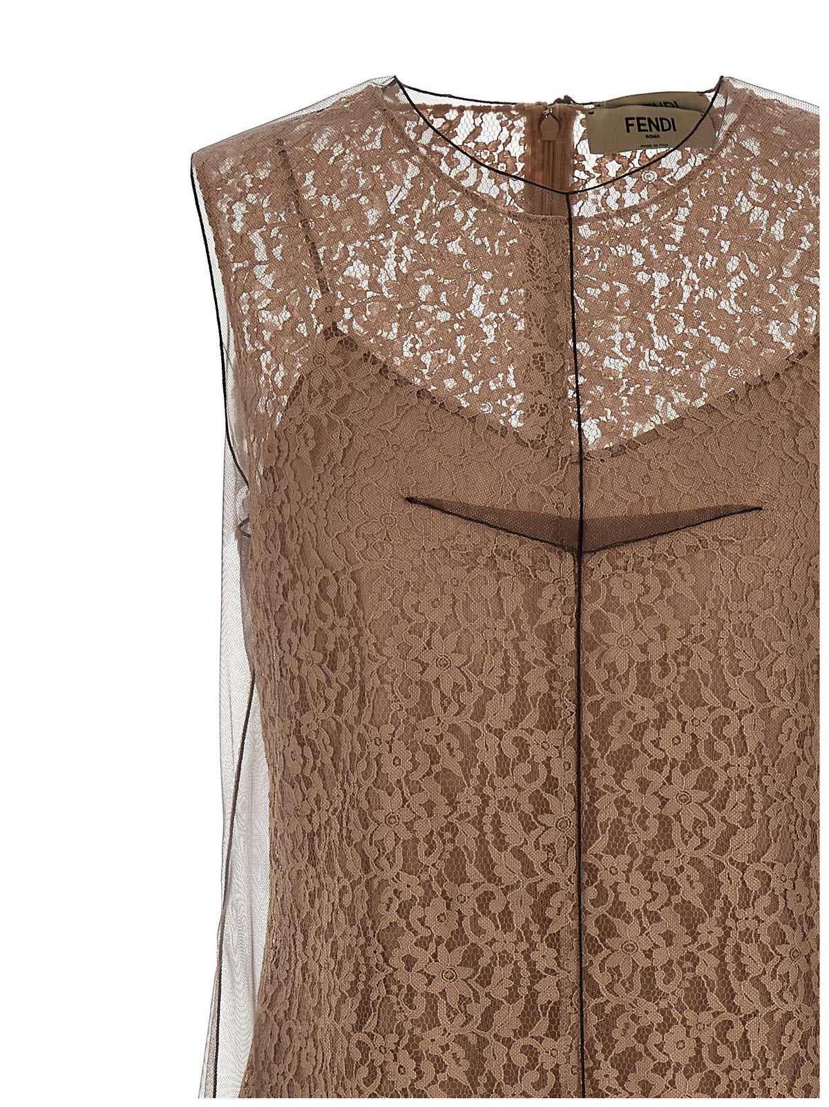 Robe midi Fendi en coton beige