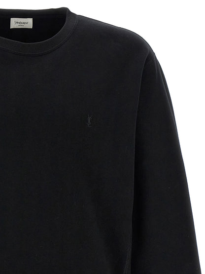 Sweat Saint Laurent Noir En Coton À Col Rond
