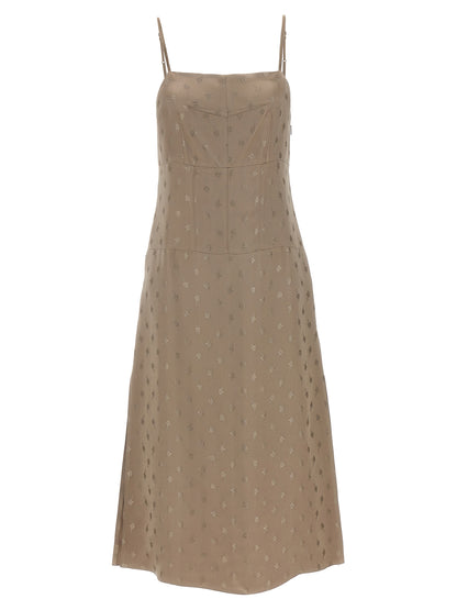 Vestido Midi de Seda Gris Fendi