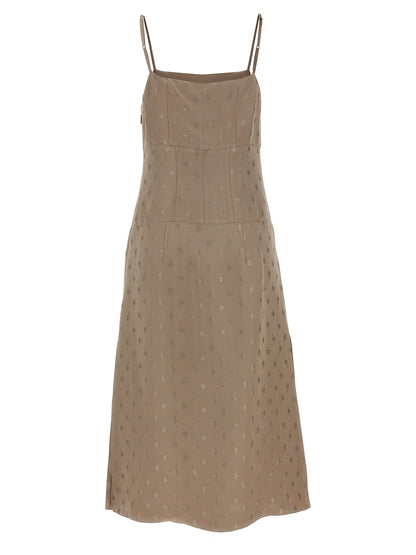 Vestido Midi de Seda Gris Fendi