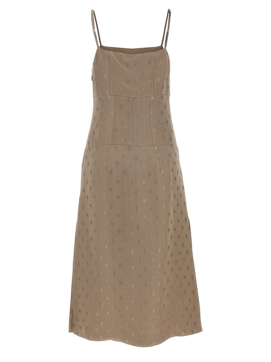 Vestido Midi de Seda Gris Fendi