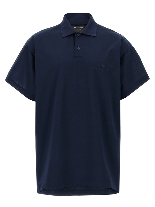 Polo Balenciaga de algodón azul