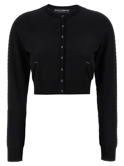 Cardigan noir en viscose Dolce & Gabbana