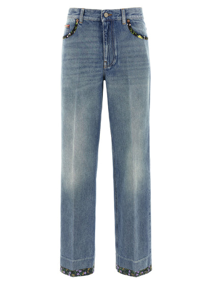 Jean en denim de coton bleu Valentino Garavani