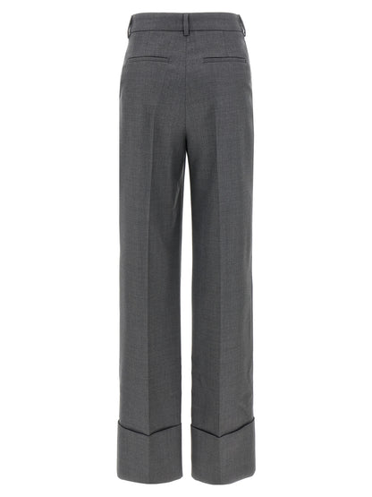 Valentino Garavani Pantalon Habillé en Laine Vierge Grise