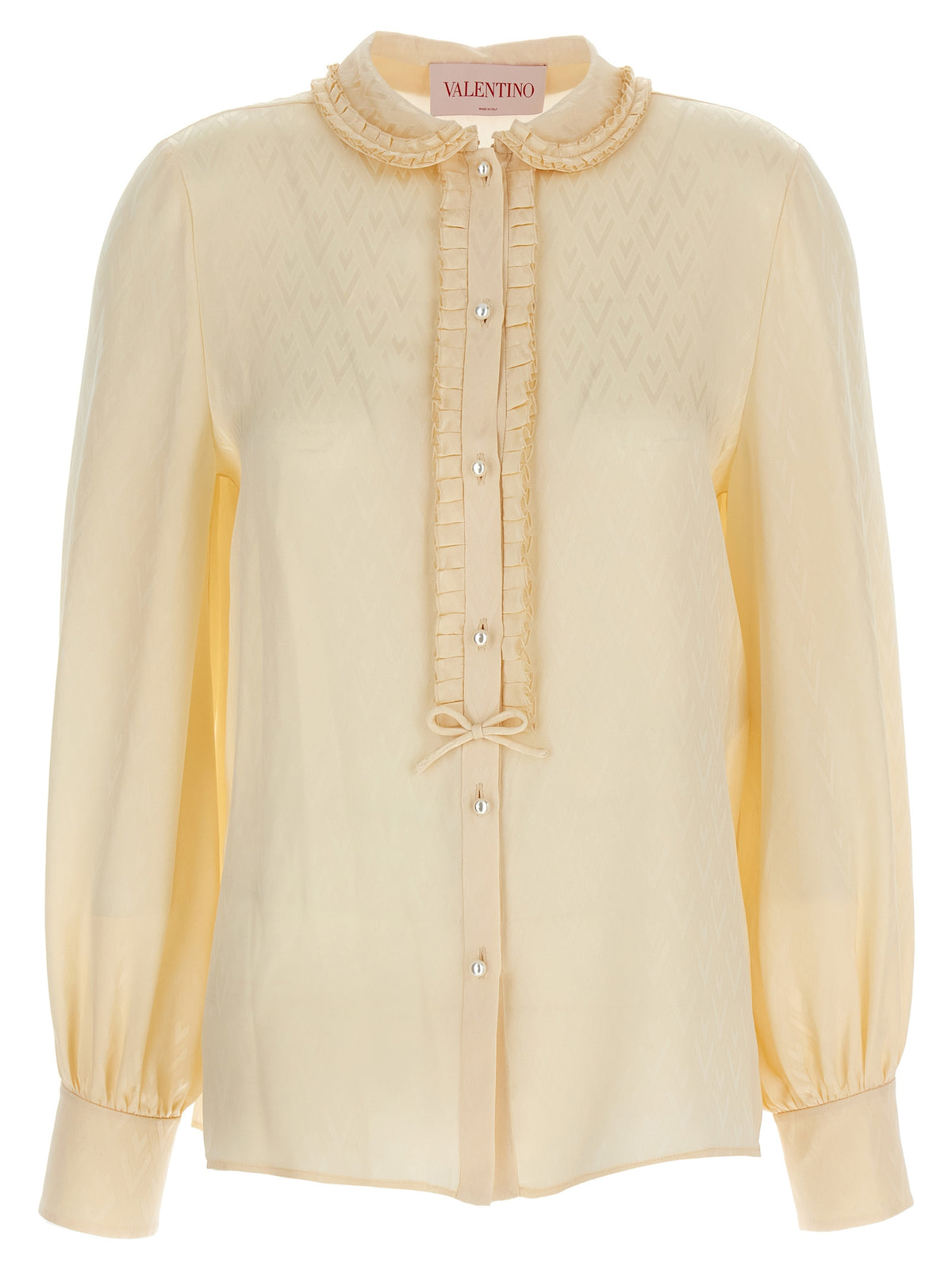 Blouse En Soie Beige Jacquard Valentino Garavani