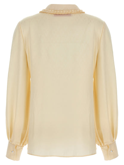Blouse En Soie Beige Jacquard Valentino Garavani