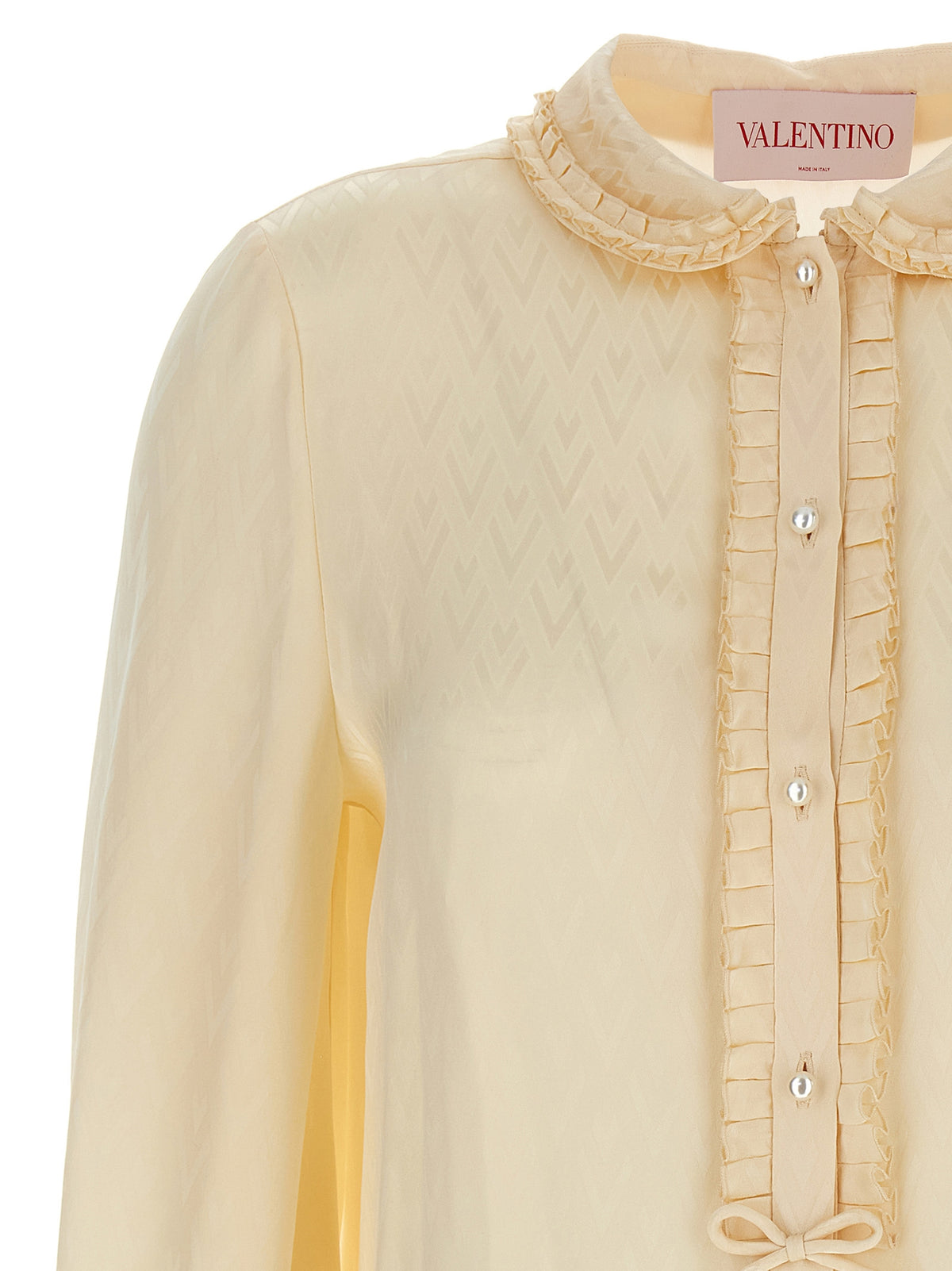 Blouse En Soie Beige Jacquard Valentino Garavani