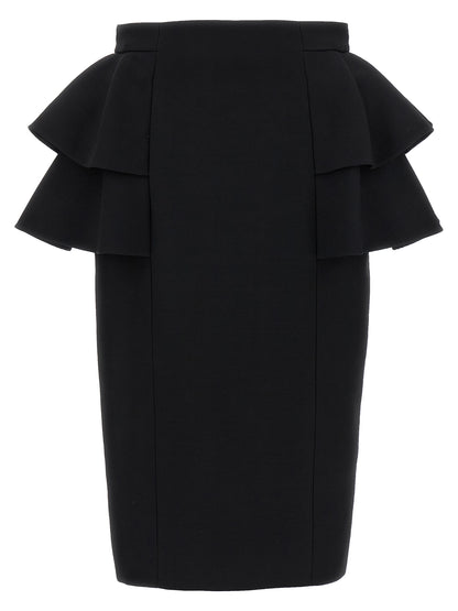 Jupe midi Valentino Garavani en laine vierge noire