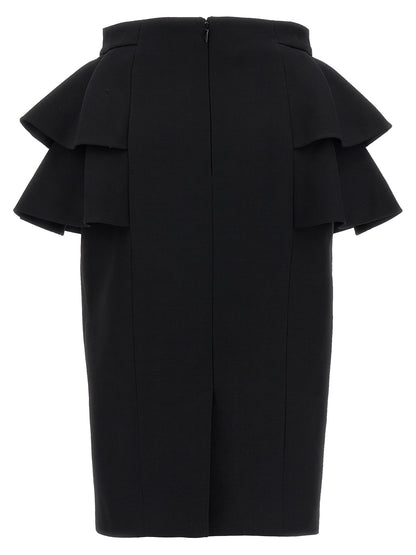 Jupe midi Valentino Garavani en laine vierge noire