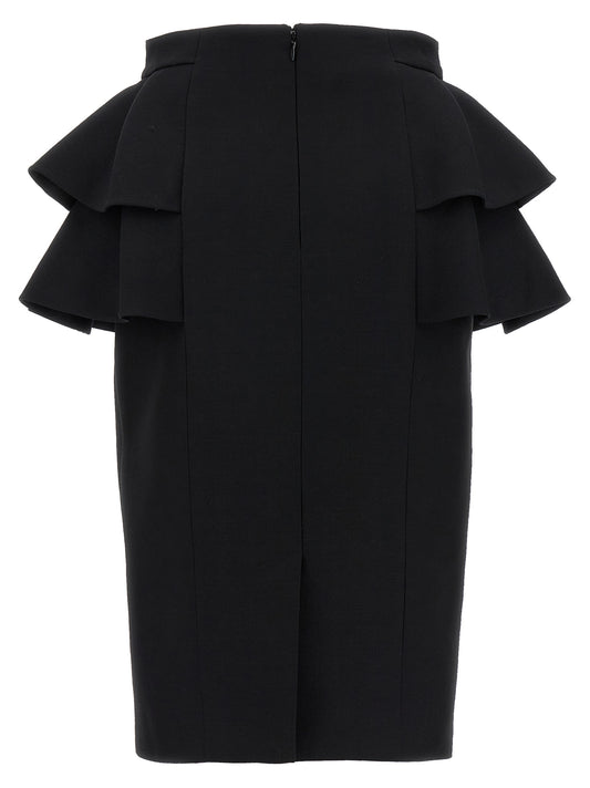 Valentino Garavani Black Virgin Wool Midi Skirt