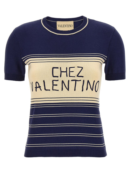 T-shirt en coton bleu Valentino Garavani
