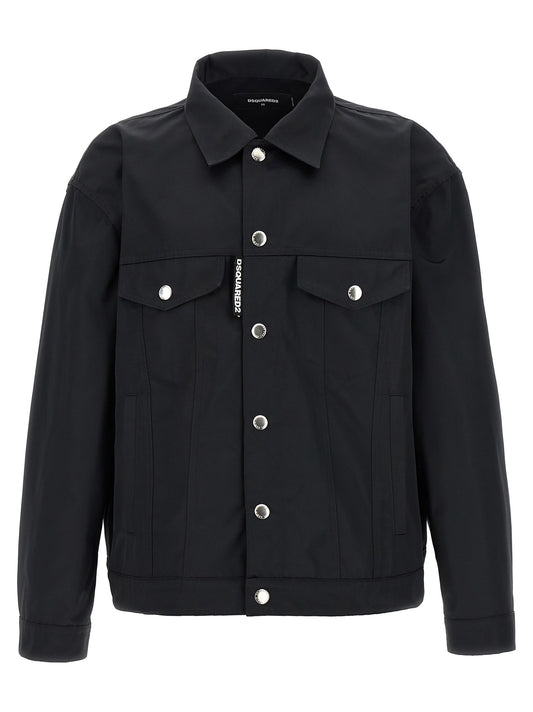 Chaqueta larga Dsquared² de poliéster negro
