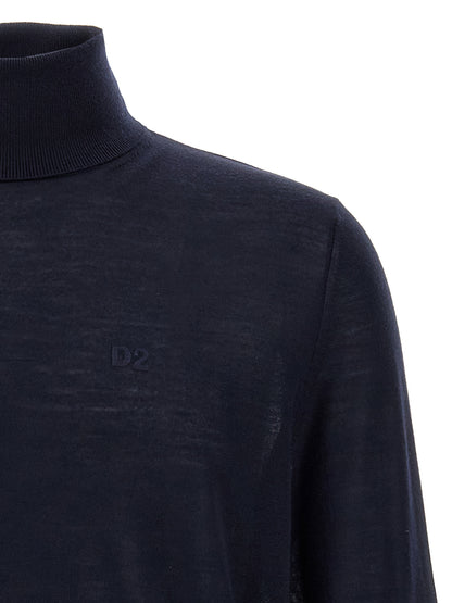 Dsquared² Blue Virgin Wool Cardigan Slim Fit