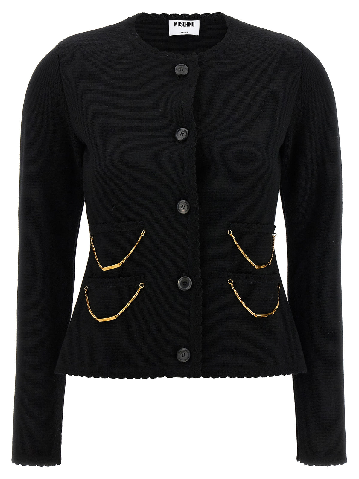 Cardigan Moschino en laine vierge noire
