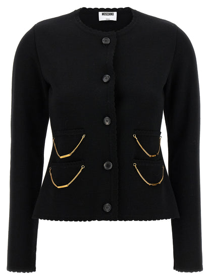 Cardigan Moschino en laine vierge noire