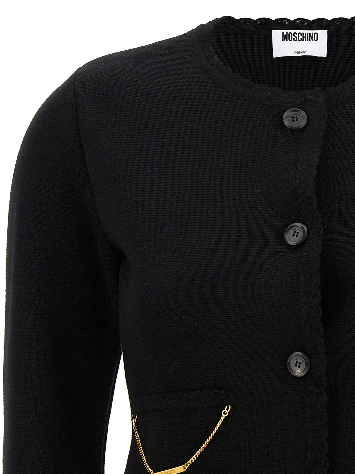 Cardigan Moschino en laine vierge noire