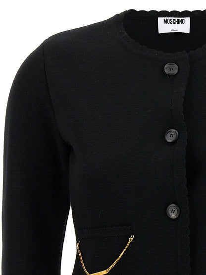 Cardigan Moschino en laine vierge noire