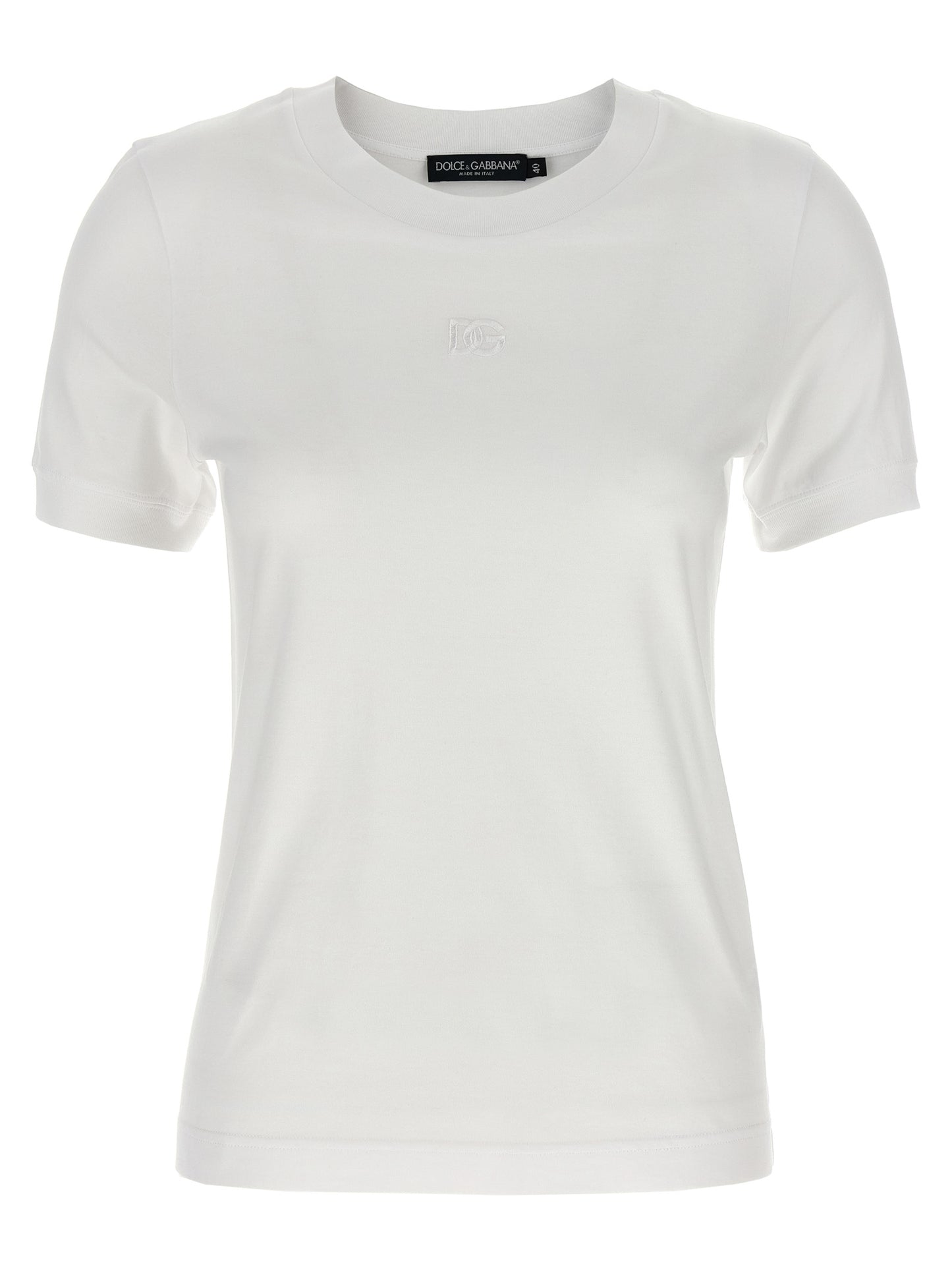 Camiseta De Algodón Blanco Dolce & Gabbana Con Cuello Redondo