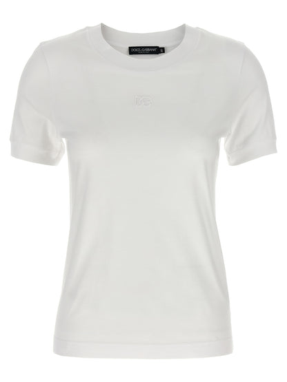 Camiseta De Algodón Blanco Dolce & Gabbana Con Cuello Redondo