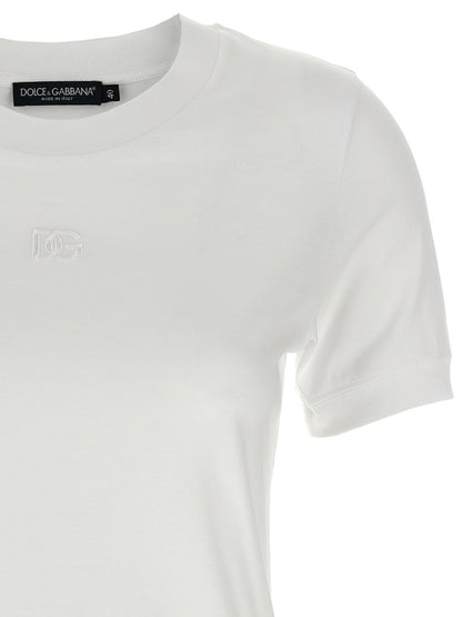 Camiseta De Algodón Blanco Dolce & Gabbana Con Cuello Redondo