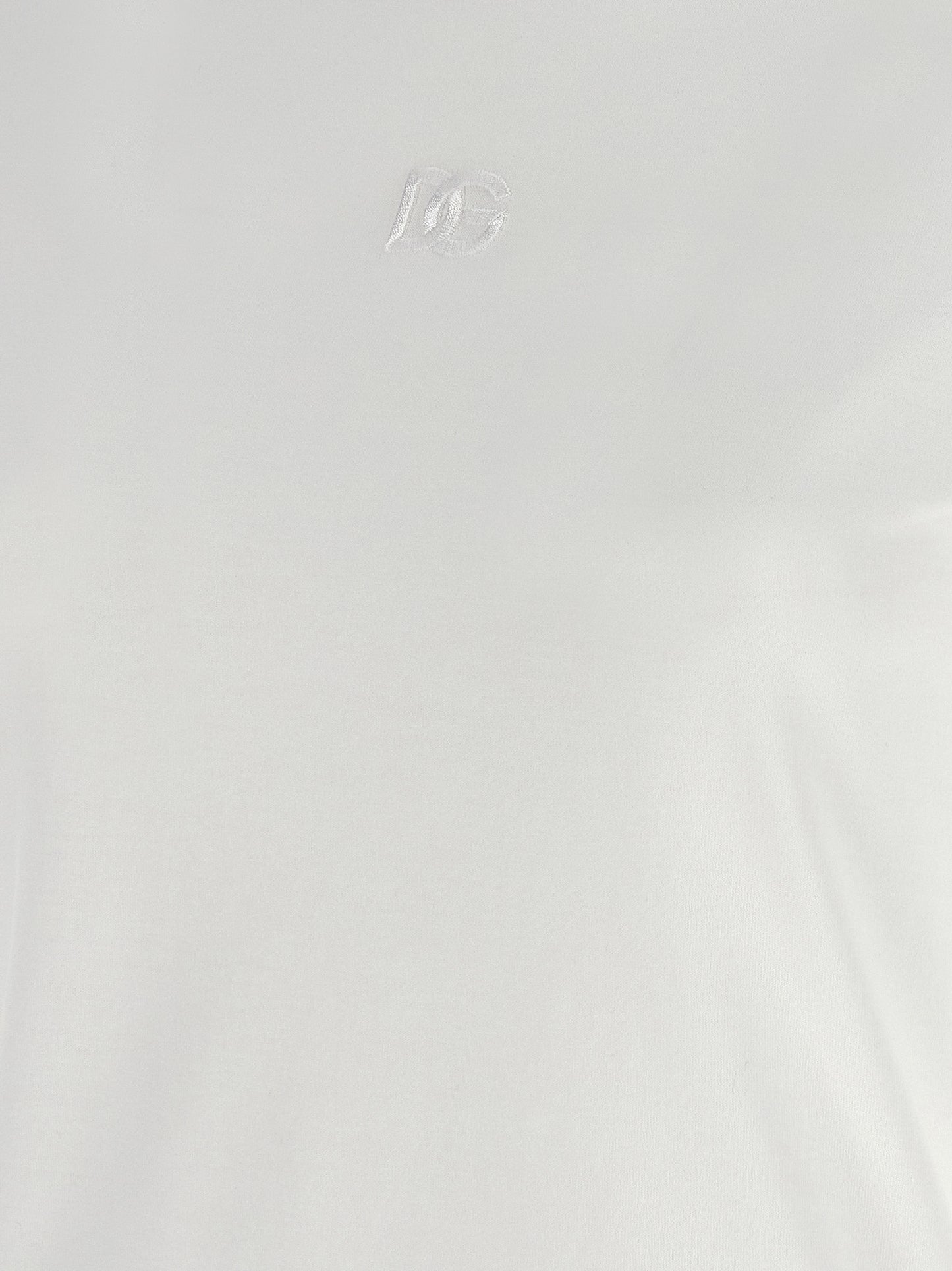 Camiseta De Algodón Blanco Dolce & Gabbana Con Cuello Redondo
