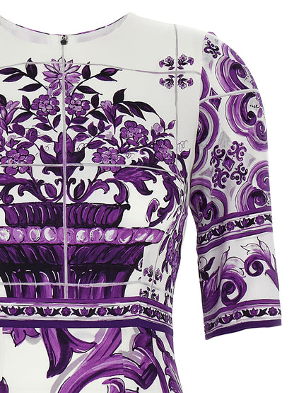 Dolce & Gabbana Purple Silk Midi Dress