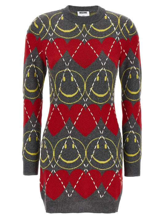 Minivestido corto de lana multicolor Moschino
