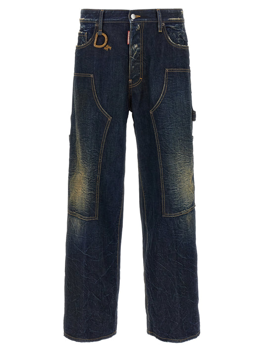 Dsquared² Blue Cotton Loose Carpenter Jeans