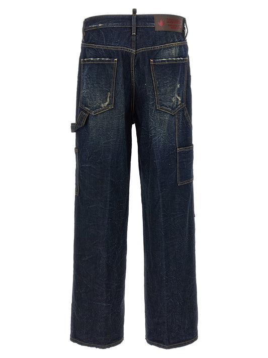 Dsquared² Blue Cotton Loose Carpenter Jeans