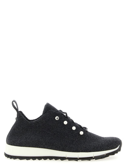 Jimmy Choo Baskets Veles en Tencel Noir - Coupe Basse