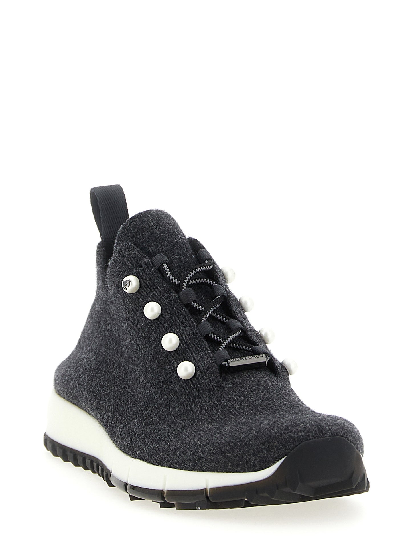 Jimmy Choo Baskets Veles en Tencel Noir - Coupe Basse