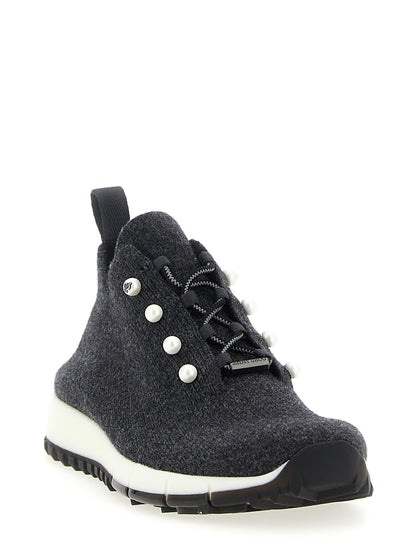 Jimmy Choo Baskets Veles en Tencel Noir - Coupe Basse