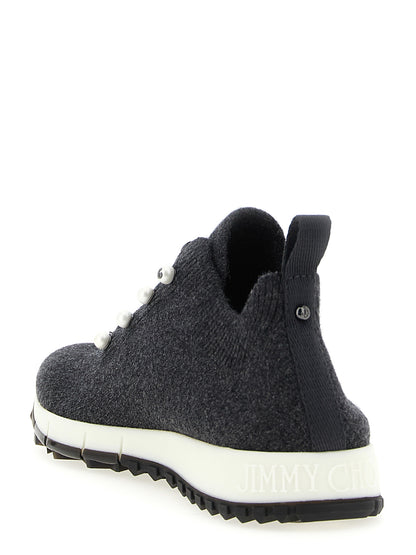 Jimmy Choo Baskets Veles en Tencel Noir - Coupe Basse