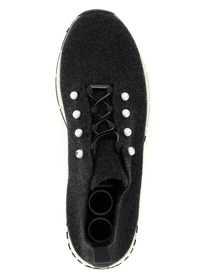 Jimmy Choo Baskets Veles en Tencel Noir - Coupe Basse