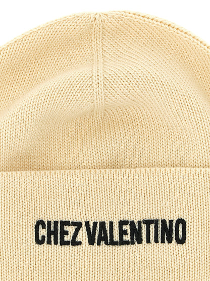Gorro Valentino Garavani De Algodón En Color Beige