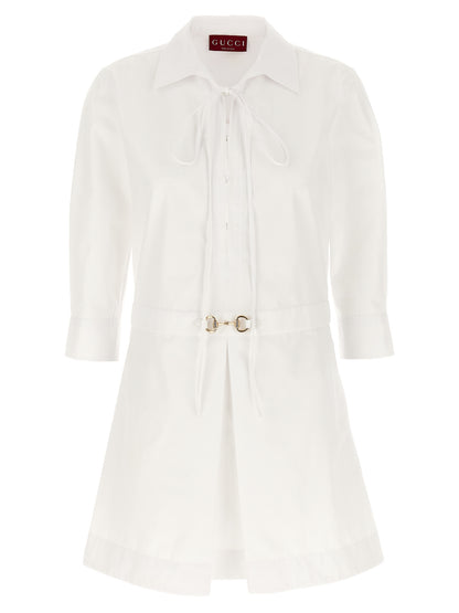 Vestido corto blanco de algodón Gucci