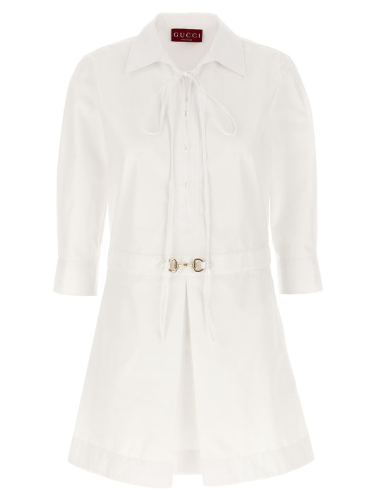Vestido corto blanco de algodón Gucci