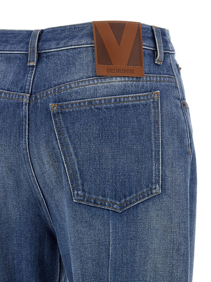 Jean évasé en coton bleu Valentino Garavani